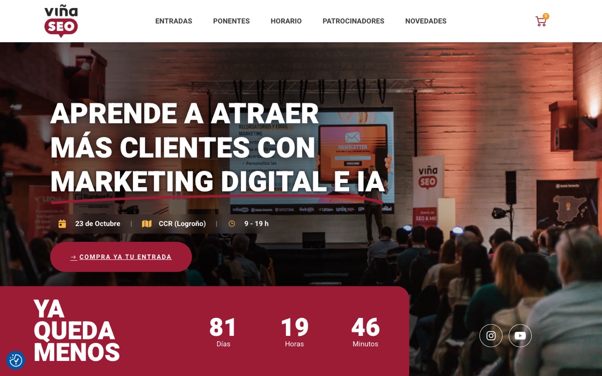 Web de Viña SEO 2026, 23 de octubre en el Centro de la Cultura del Rioja, Logroño.