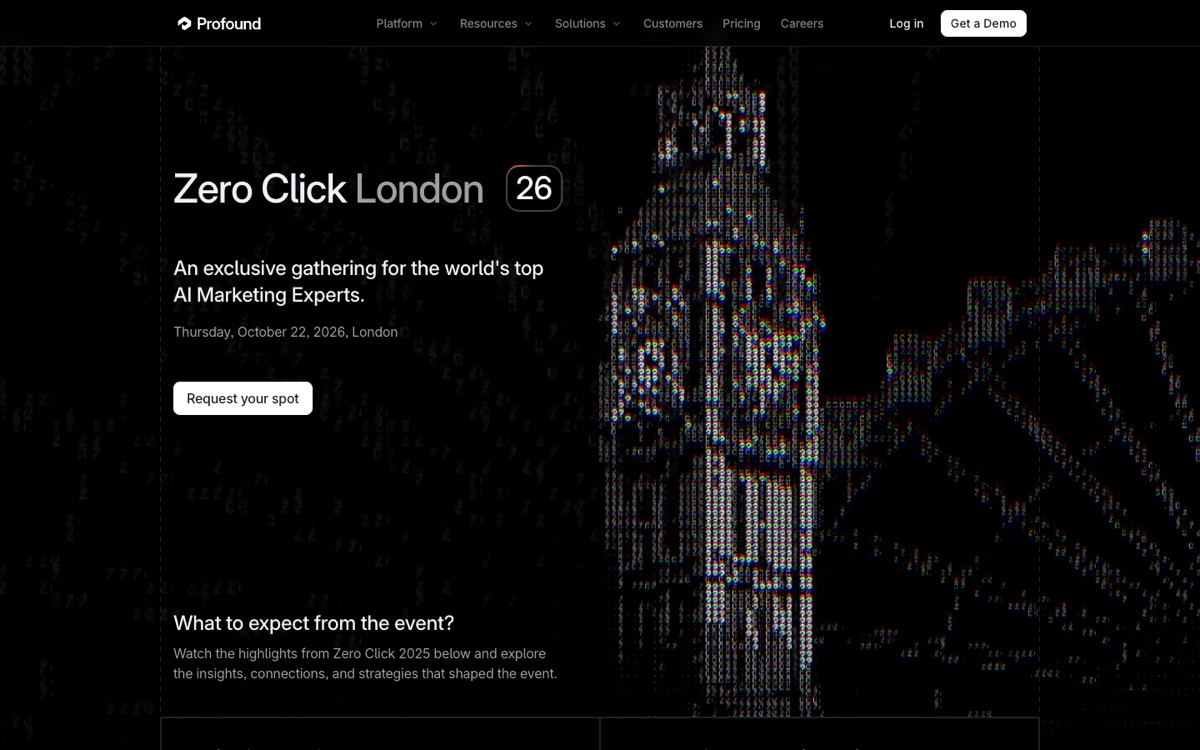 Zero Click London 2026 landing page showing Thursday 22 October 2026.