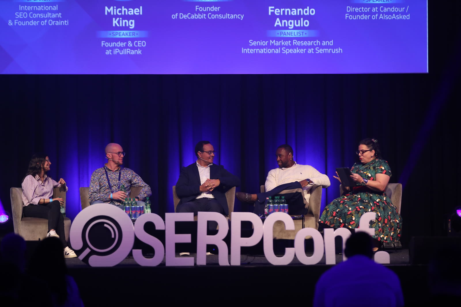Fernando Angulo on the SERPconf panel alongside international search experts